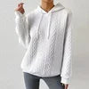 2025 Women Ladies Autumn Plus Size Casual Solid Color Embroidery Sweater Knit Hooded Lace-up Long Sleeve Hoodies