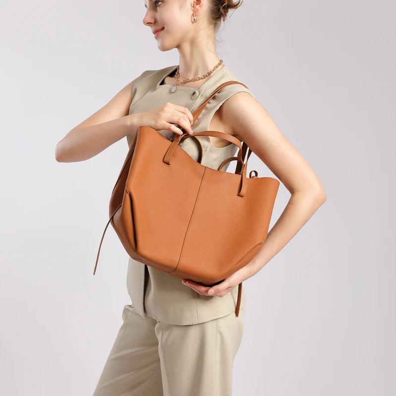Customizable Designer High Quality Real Leather Large Capacity Shoulder Tote Bags for Ladies Women Handbags Luxury