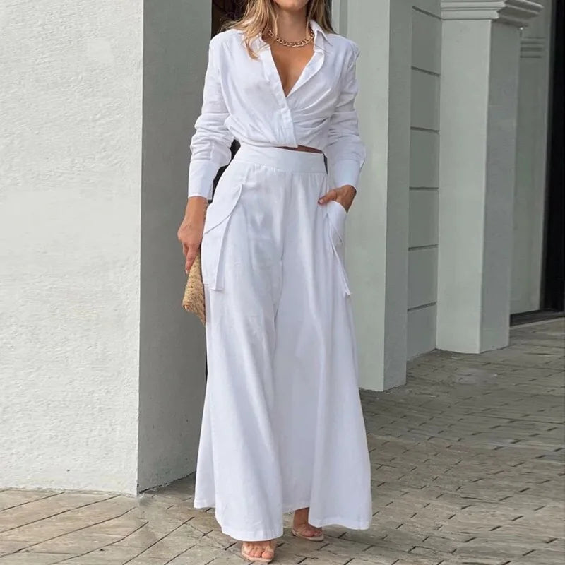 2025 European and American Women's Clothing New Style Temperament Commuting Trend Shirt Fashion Set Women's Two-piece Set