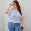 Fashion Women's 2025 Summer New Large Solid Color Short sleeved T-shirt