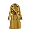 2025 Spring Autumn New Fashion Women's Korean Style Elegant Casual Mid-Length Trench Coat Long Sleeves Button Women's Overcoat