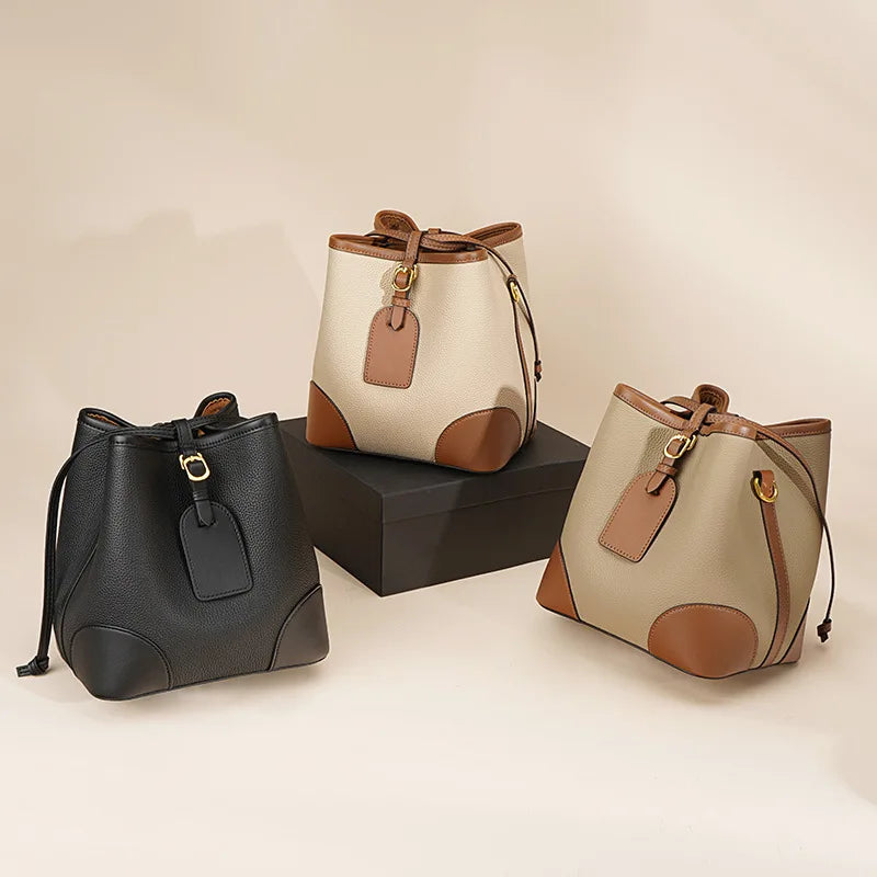 Luxury Women's Handbag New Design Large Capacity Structured Cowhide Bag Genuine Leather Fashion Handbags for Ladies