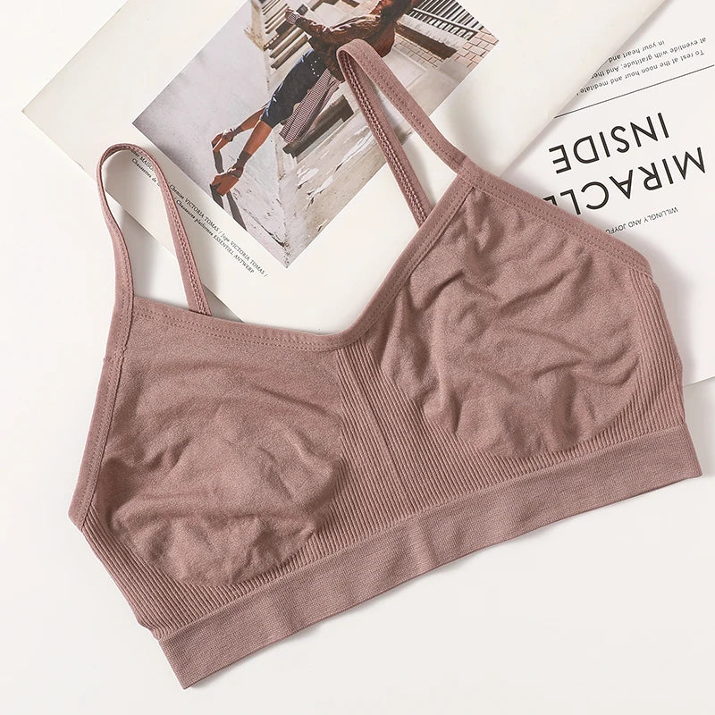 Women Push Up Tube Tops Seamless Sport Bras No-pads Soft Crop Top Female Non-wired Underwear Solid Color Intimates Sexy Lingerie