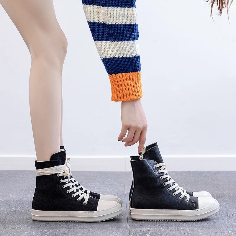 Unisex Durable Zapatoa Dama Canvas Platform Lace up Outdoor Footwear High Top Canvas Sneakers Women's Casual Shoes 2025