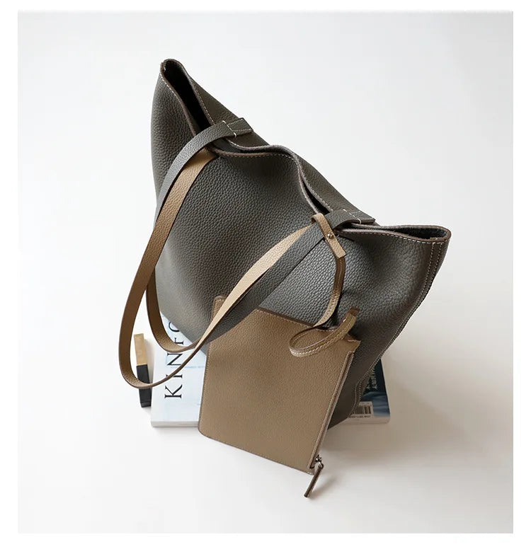 Trendy Large Capacity Luxury Women Shoulder Tote Handbags Fashionable Lady Daily Use Bags Genujne Leather Bag
