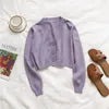 Korea Design Fashion Women's Sweet Style Sweater High Waist Long-sleeve V-neck Knitting Buttons Cardigan