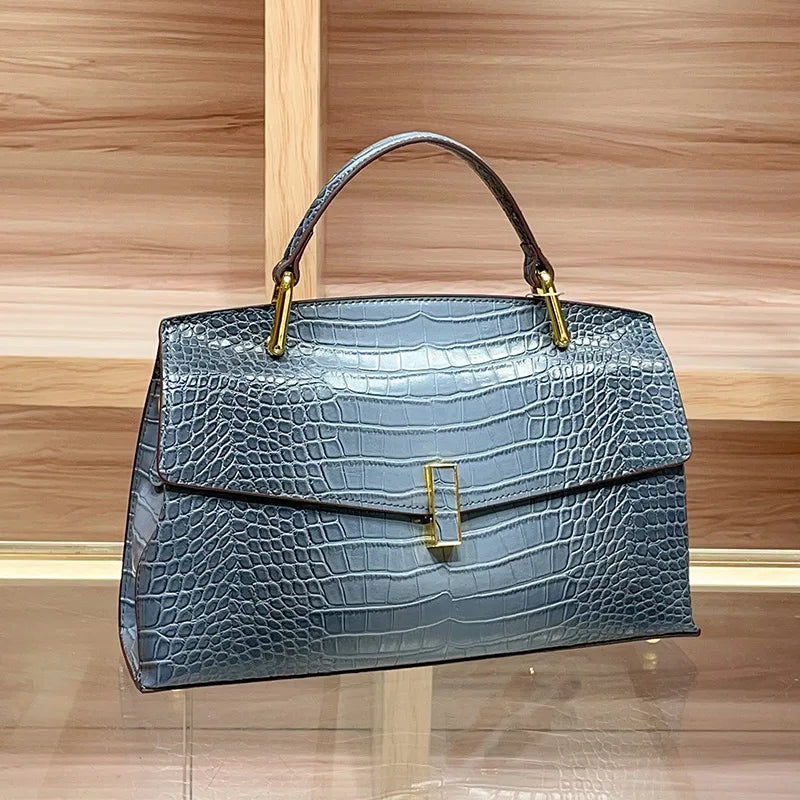 New Trendy Alligator PU Leather Women's Handbag Square Patterned Daily Use Bag Handled Bag for Ladies