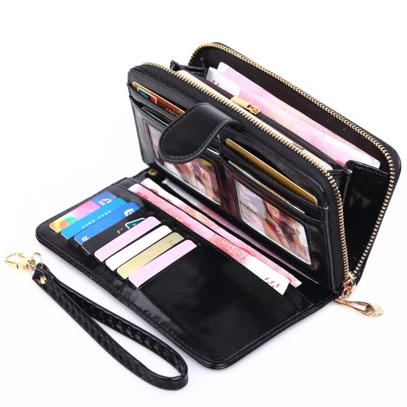 Capacity Multifunctional Pu Leather Women Zipper Long Clutch Wallet