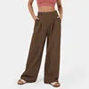 2025 Girls Pants High Waist Long Wide Leg Pants Women Casual Loose Straight Plain Color Cotton Pants for Women