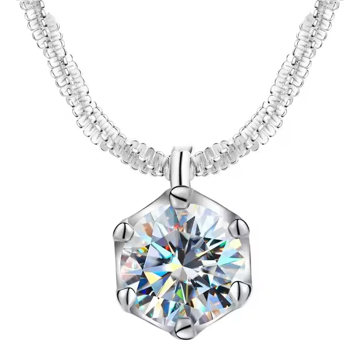 S925 Sterling Silver GRA VVS 0.5 1ct Diamond Moissanite Sex angle Necklace Chain Gift for Lady Women Fine Jewelry