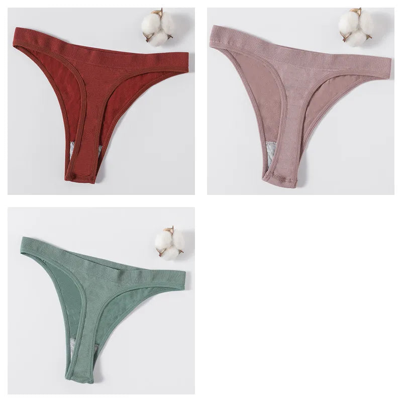 3Pcs/Set Seamless G-string Women Panties Sexy Thongs High Waist Underwear Female Underpants Sports Solid Bottom Sexy Lingerie