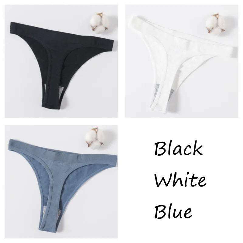 3Pcs/Set Seamless G-string Women Panties Sexy Thongs High Waist Underwear Female Underpants Sports Solid Bottom Sexy Lingerie
