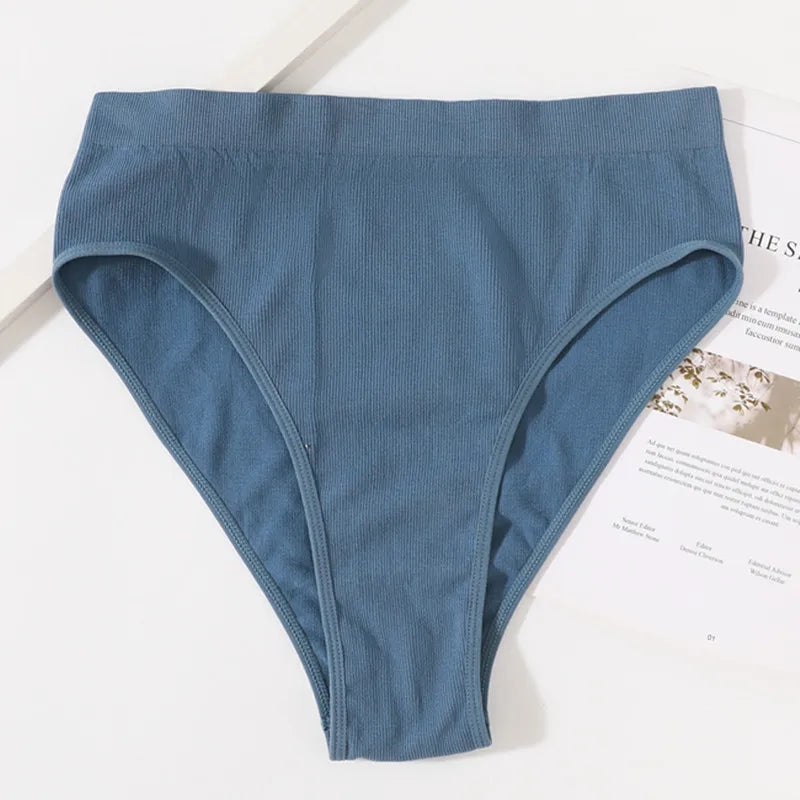 1Pc High Waist Panties For Women Sport Seamless Briefs High-Leg Cut Underpants Female Sexy Lingerie Solid Color Underwear