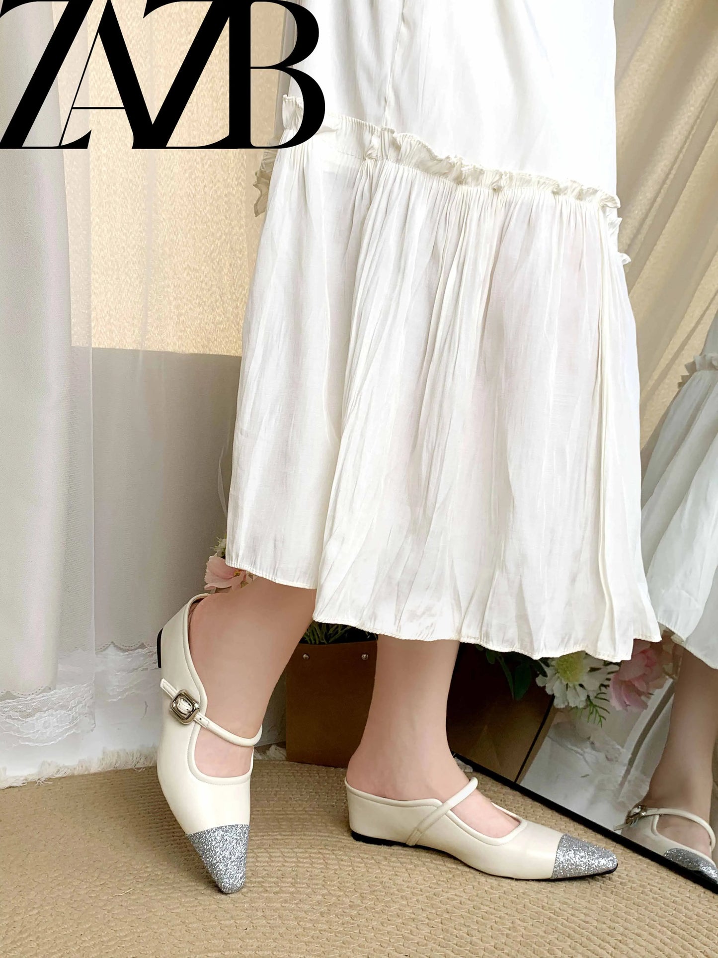 Swan Pattern Square Head Bowknot Women's Flats Formal Office Ladies Flat Shoes Casual slip on Simple Loafers Summer Sandals