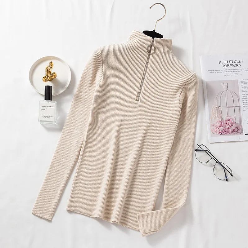 Hot Sale Long Sleeves Women Turtleneck Sweater Autumn Winter High Quality Warm Blouse Slim Women's Solid Color Knitwear Sweater