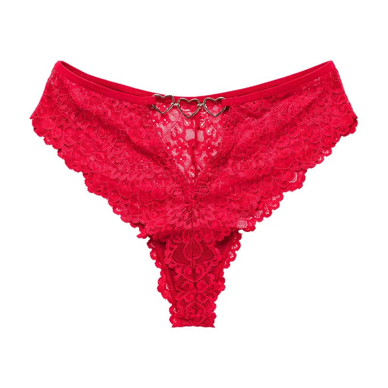 Women Hollow Out Underwear Women Panties Heart Accessory High Waist Sexy Secret Lace G-string Thong Brief Seamless Panty