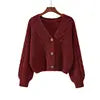 2025 Spring and Autumn New Women's Sweater Fashion Long Sleeve Cardigan V-neck Knitted Sweater Women's Sweater