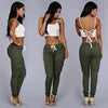 Fall Spring and Summer Pencil Pants Hot Wholesale Women's Pants Overalls Multi-bag Drawstring With Belt Casual Pants