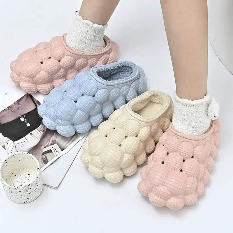 Unisex Outdoor Indoor Trendy Bubble Winter Home Warm Slides Fur Slippers