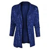 Glitter Long Sleeved Temperament Medium Length Small Suit Lapel Color Coat for Women
