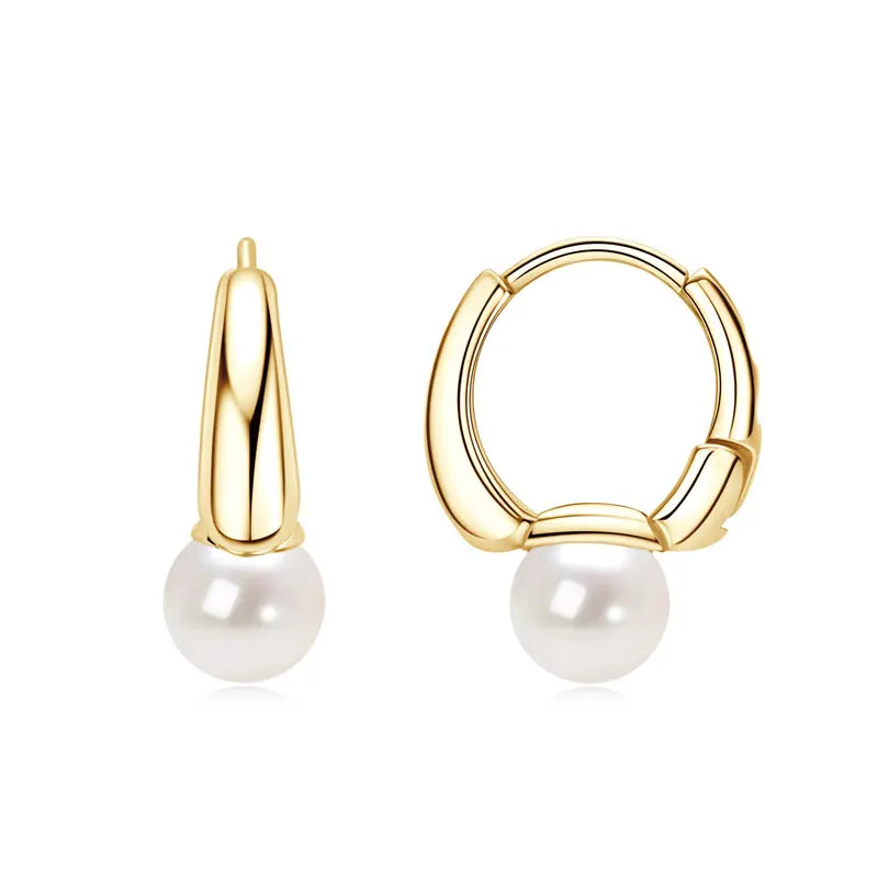Best Selling 925 Sterling Silver Bezel Setting 6-6.5mm Shell Pearl Clip Earrings for Women Trendy Fashion Accessory