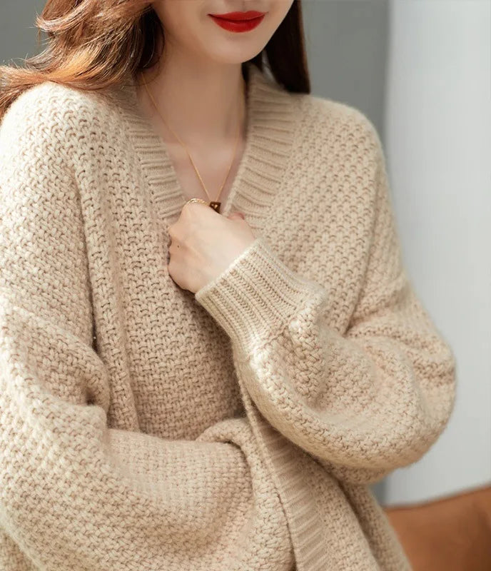 Fall Winter Cotton Sweater Cardigan Women's New Fashion Knitted Cardigan Coat Tops Woman Loose Casual Sweater