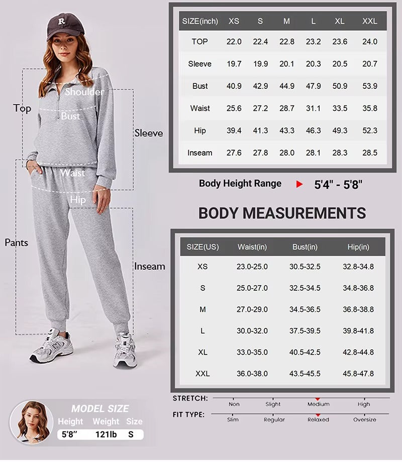 Sets for Women 2025 Fall Travel Outfits Long Sleeve Tracksuit Joggers Sets Half Zip Sweatsuit Matching Set