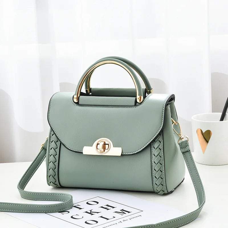 Pu Leather Handbag 2025 Fashion Small Bag High Quality Weaving Handbag Metal Lock Fashion Latest Women's Crossbody Bag
