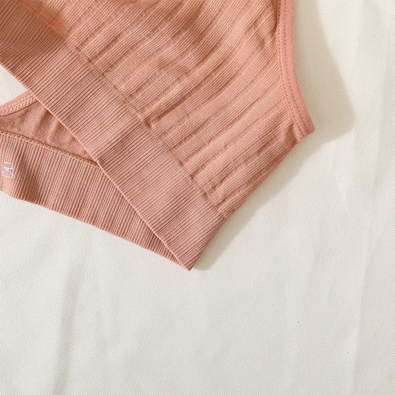 V-neck Push Up Bras For Women Seamless Bra Sexy Lingerie Female Low Back Ribbed Bralette Sleep Underwear Unlined Bra Crop Tops