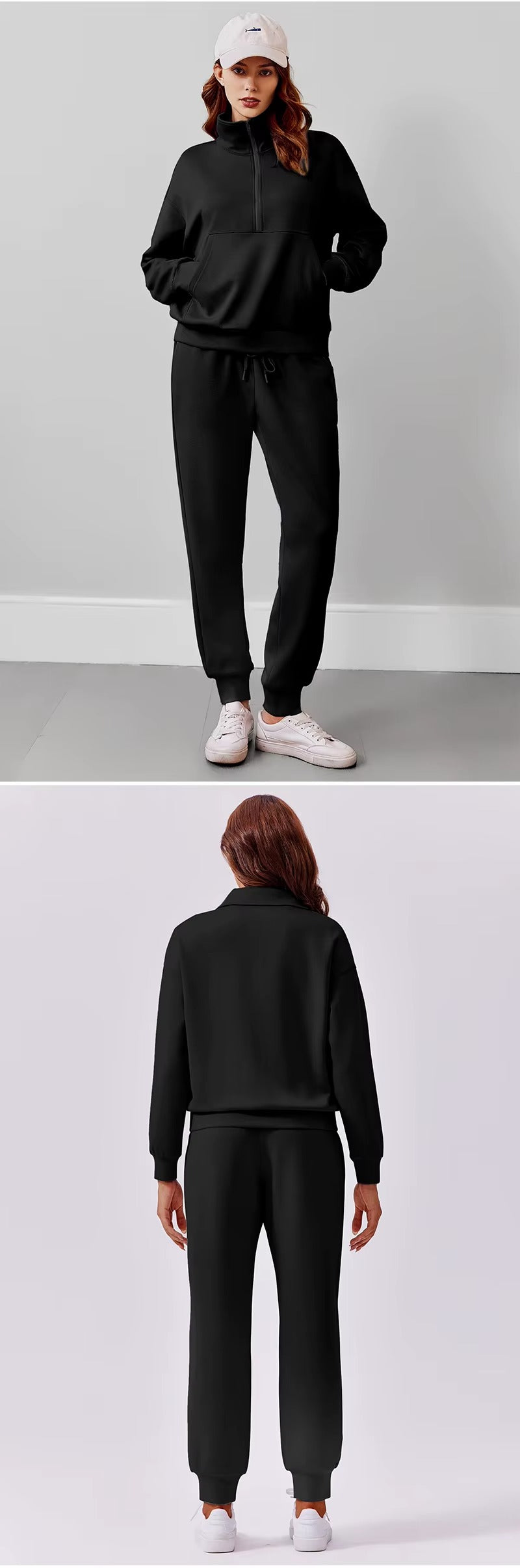Sets for Women 2025 Fall Travel Outfits Long Sleeve Tracksuit Joggers Sets Half Zip Sweatsuit Matching Set