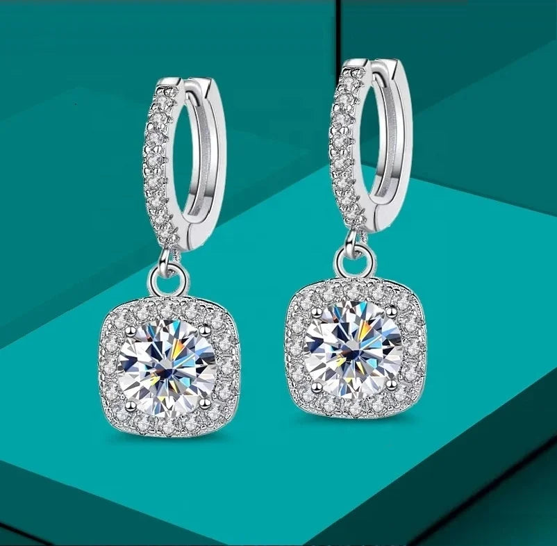 925 Sterling Silver GRA 0.5 CT Lab Diamond Gemstone Moissanite Earring Hoop Dangle Tennis halo Women Engagement Fine Jewelry
