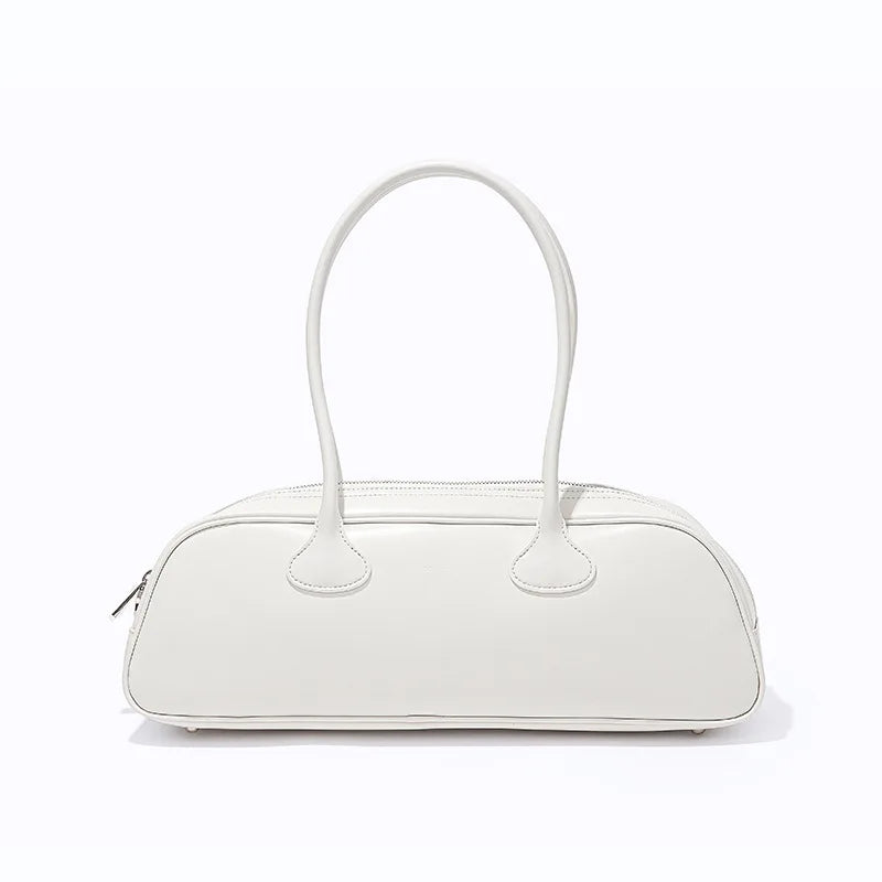 Vintage Style Ladies' Handbags Bowling Bag Genuine Leather Handbags Large Capacity Shoulder Bag Ladies' Genuine Leather Handbag