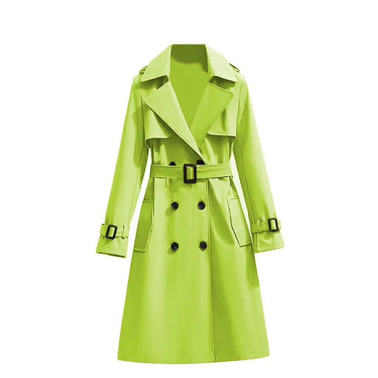 2025 Spring Autumn New Fashion Women's Korean Style Elegant Casual Mid-Length Trench Coat Long Sleeves Button Women's Overcoat