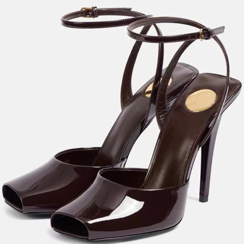 New Open Toe Front Sandals Ankle Lace up Strap Heels for Ladies