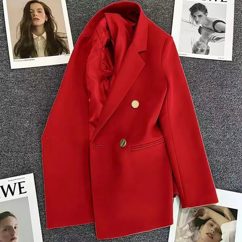 2025 Spring and Autumn New Women's Suit Coat Tops Fashion Elegant Solid Color Button Cardigan Women's Jacket