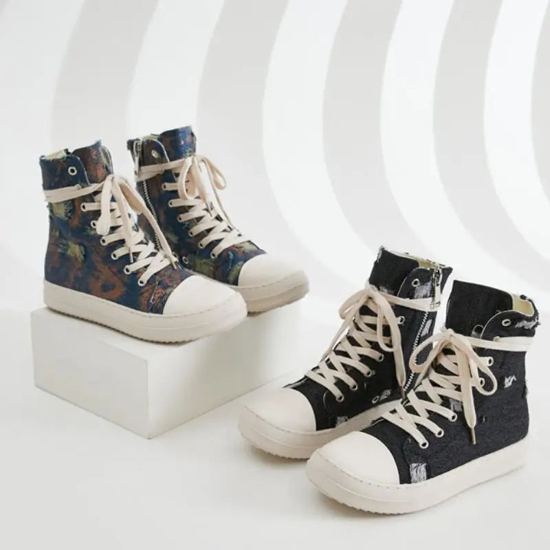 Unisex Chaussures Femme Tendance 2025 Zip Low Platform Canvas Sport Boots Mujer Sneakers Casual Shoes