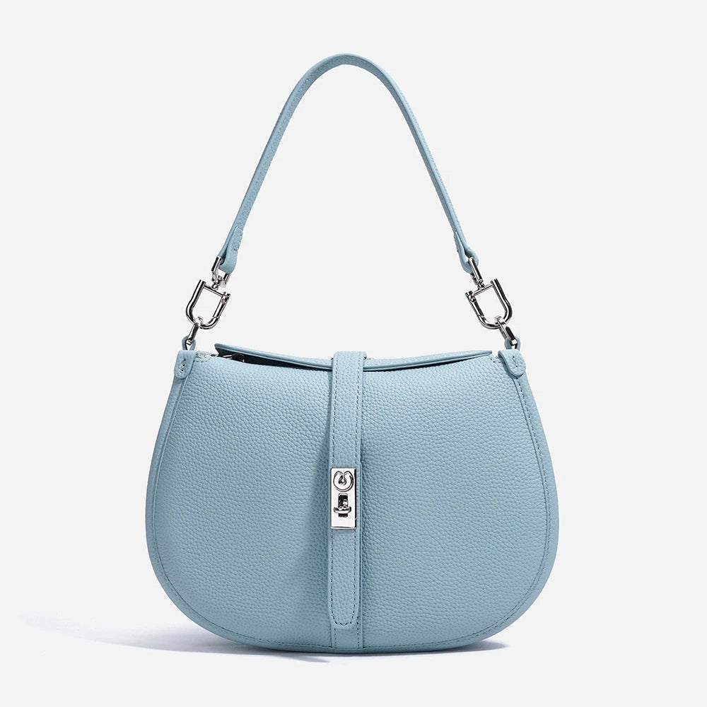 2025 Genuine Leather Handbags Women's ,Girls Cowhide Half Moon Crossbody Shoulder Bag Crescent Bag
