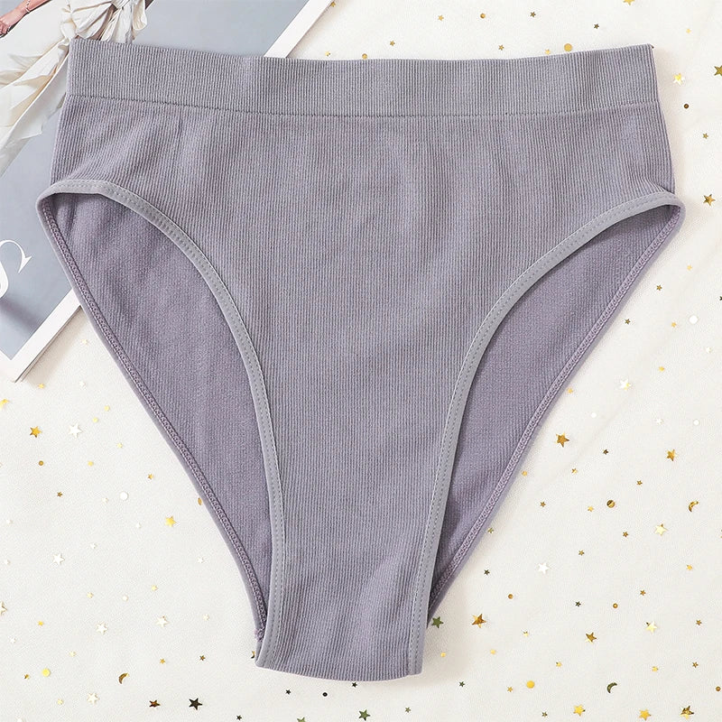 1Pc High Waist Panties For Women Sport Seamless Briefs High-Leg Cut Underpants Female Sexy Lingerie Solid Color Underwear
