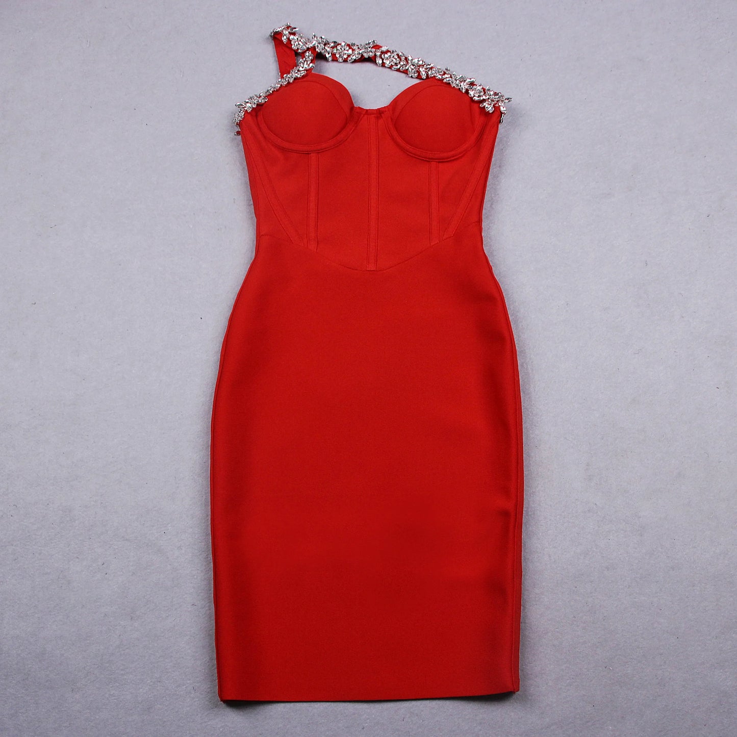 Vestidos French Europe Style Rhinestones Slash Neck Bandage Dress Simple Club Dresses