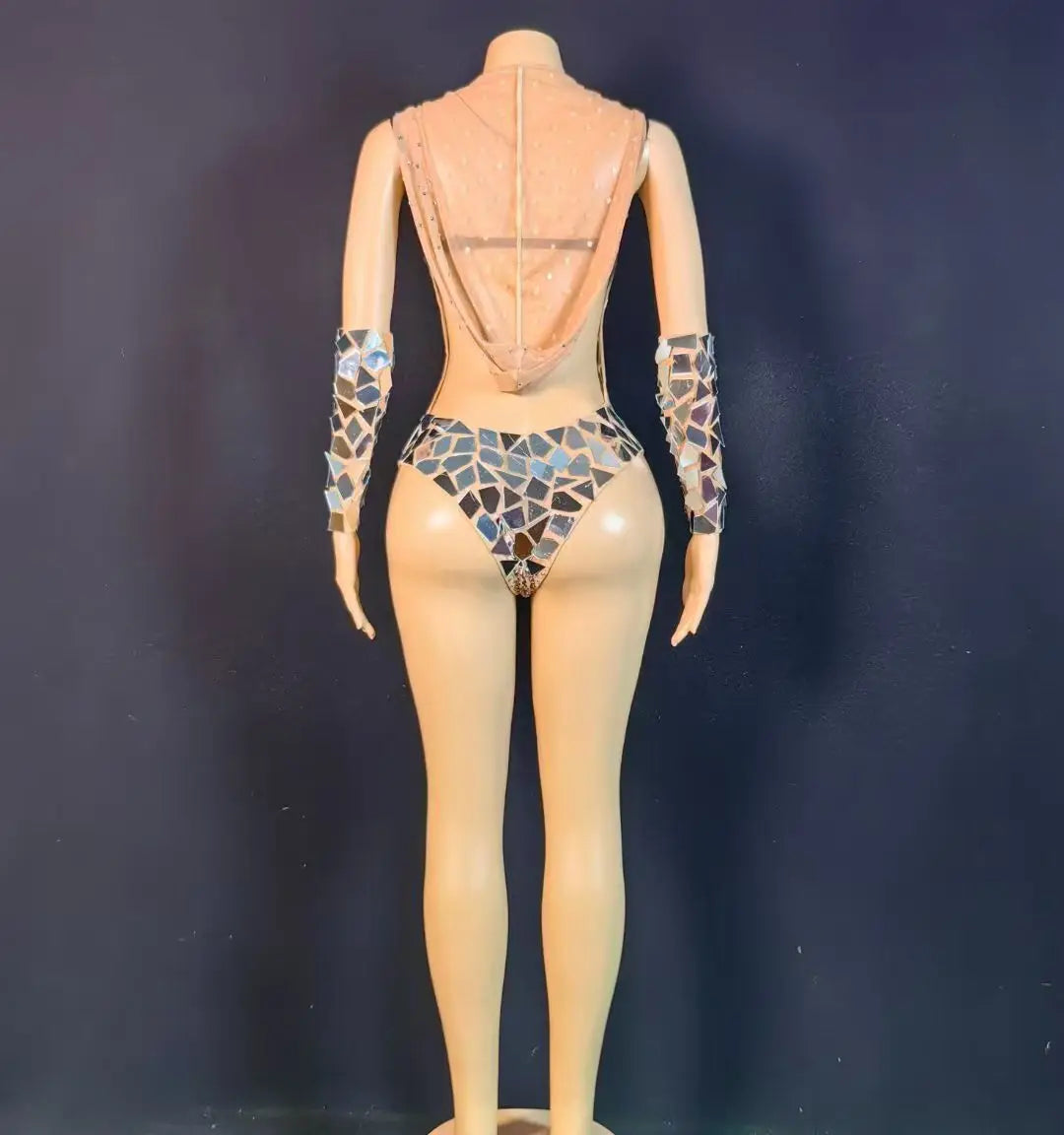 New Arrivals Sequin Club Bodysuits Silver Crystal Bra Inside Costume Hot Sexy Bodysuit for Women