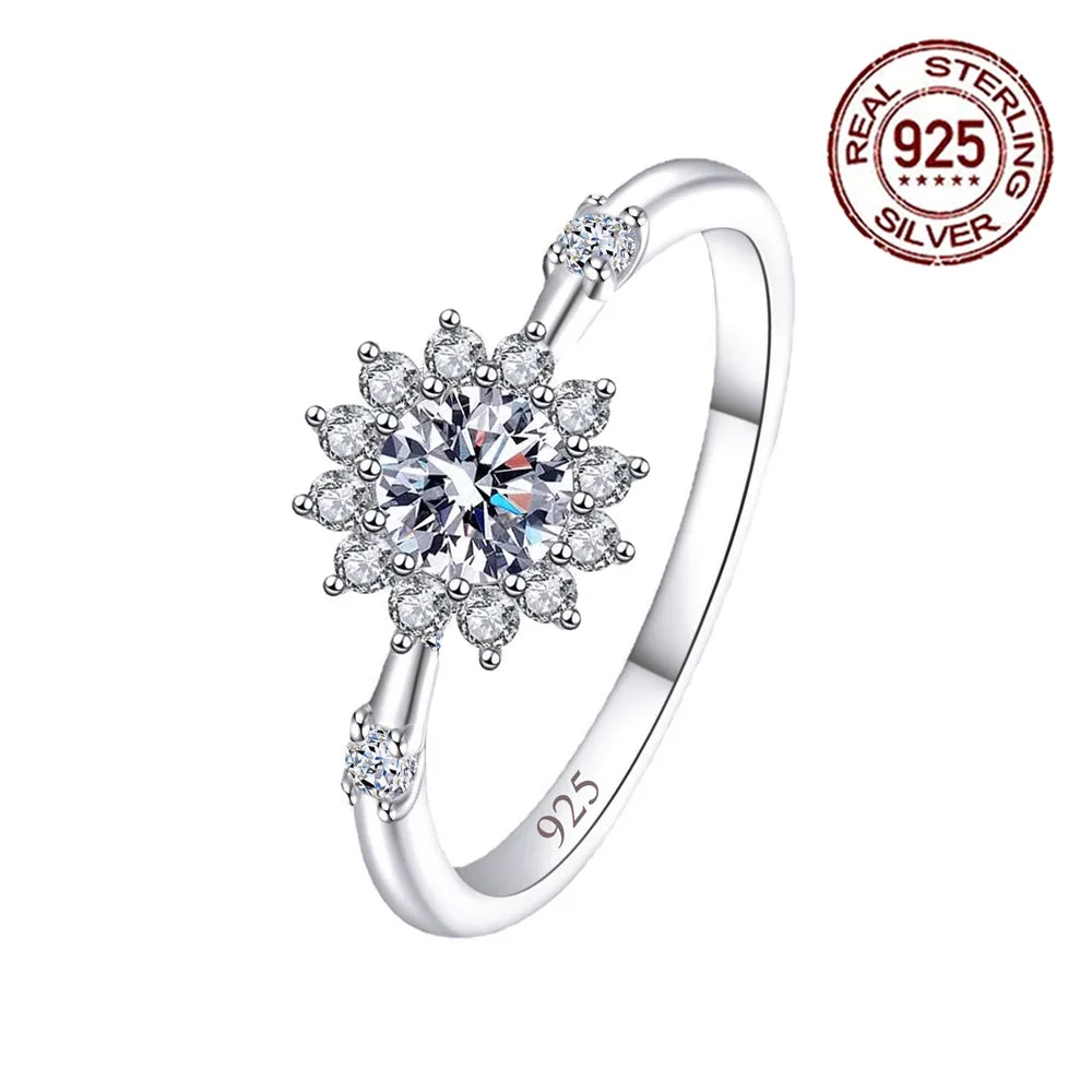 New Arrival Unique 925 Sterling Silver Cubic Zircon Flower Finger Ring for Women Wedding Engagement Fine Jewelry
