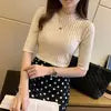 Designer Sweater Women Half Sleeve Striped Sweater for Women 2025 Casual Fashionable Fall Sweater for Women