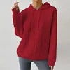 2025 Women Ladies Autumn Plus Size Casual Solid Color Embroidery Sweater Knit Hooded Lace-up Long Sleeve Hoodies