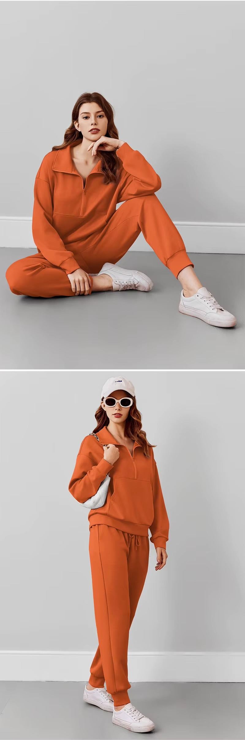 Sets for Women 2025 Fall Travel Outfits Long Sleeve Tracksuit Joggers Sets Half Zip Sweatsuit Matching Set