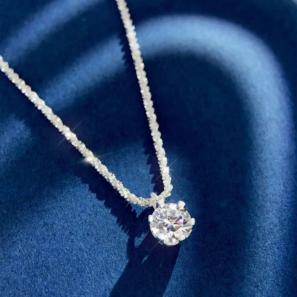 S925 Sterling Silver GRA VVS 0.5 1ct Diamond Moissanite Sex angle Necklace Chain Gift for Lady Women Fine Jewelry