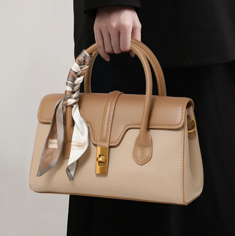 Oversized Luxury Cowhide Handbags for Women Designer Genuine Leather First Layer Zipper Closure with Polyester Lining