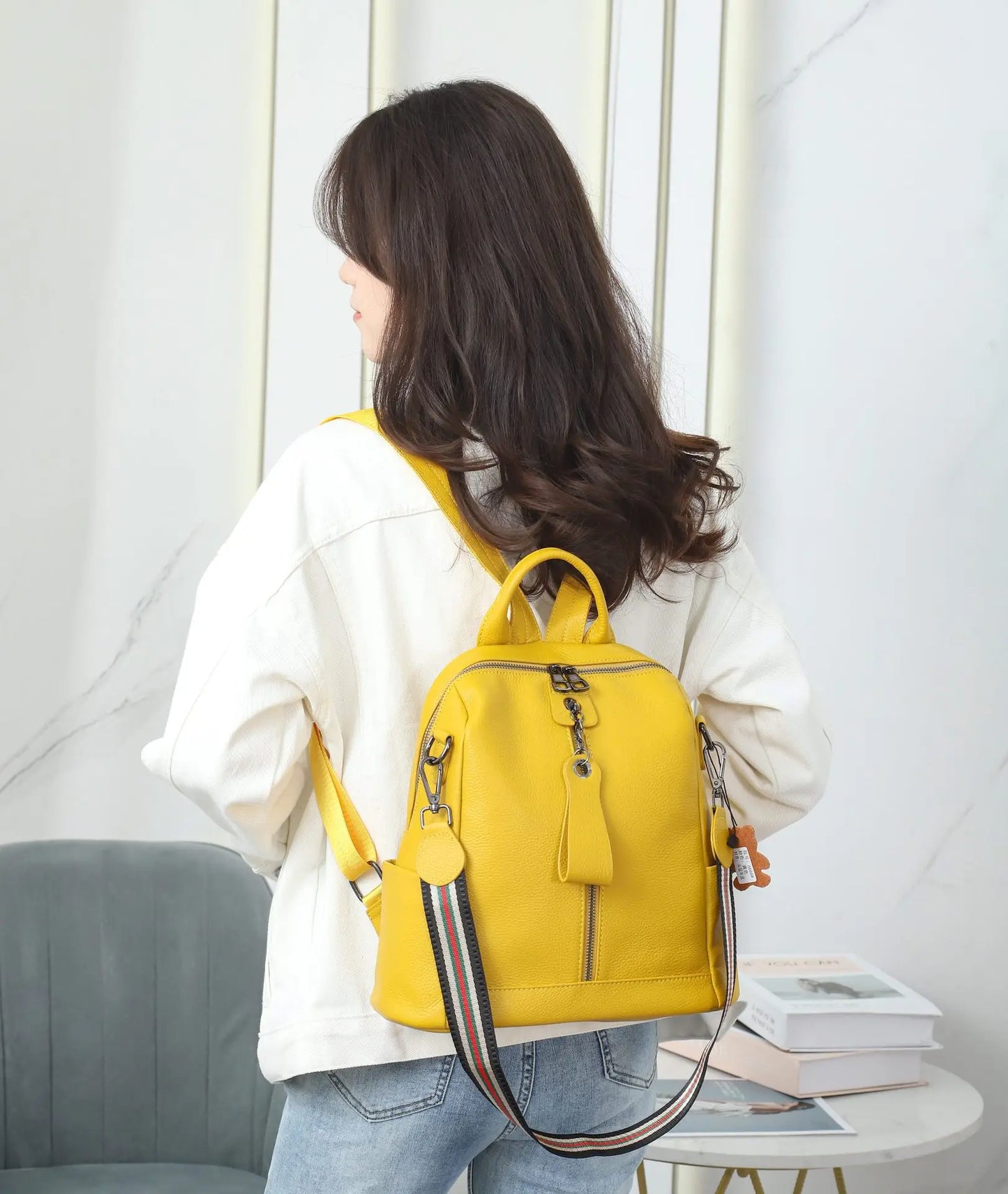 High Quality Girls Genuine Real Leather Backpack Casual Shoulder Bag Full Grain Cowhide Luxury Handbag for Lady Girl Wholesale