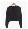 Korea Design Fashion Women's Sweet Style Sweater High Waist Long-sleeve V-neck Knitting Buttons Cardigan