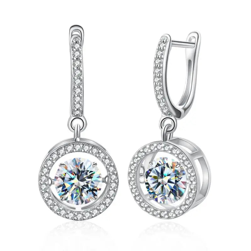 925 Sterling Silver Round Flexible Ear Buckle 1ct GRA Certified D Color Floating Moissanite Earring Wholesale Women Fine Jewelry