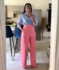 2025 Spring and Autumn Women's Lady High Waist Straight Wide Leg Casual Solid Color Trousers Female Office Pants